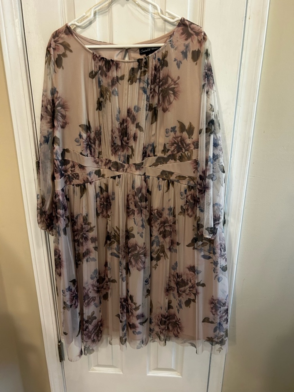 COURT & ROWE Blush Floral Sheer Midi Dress